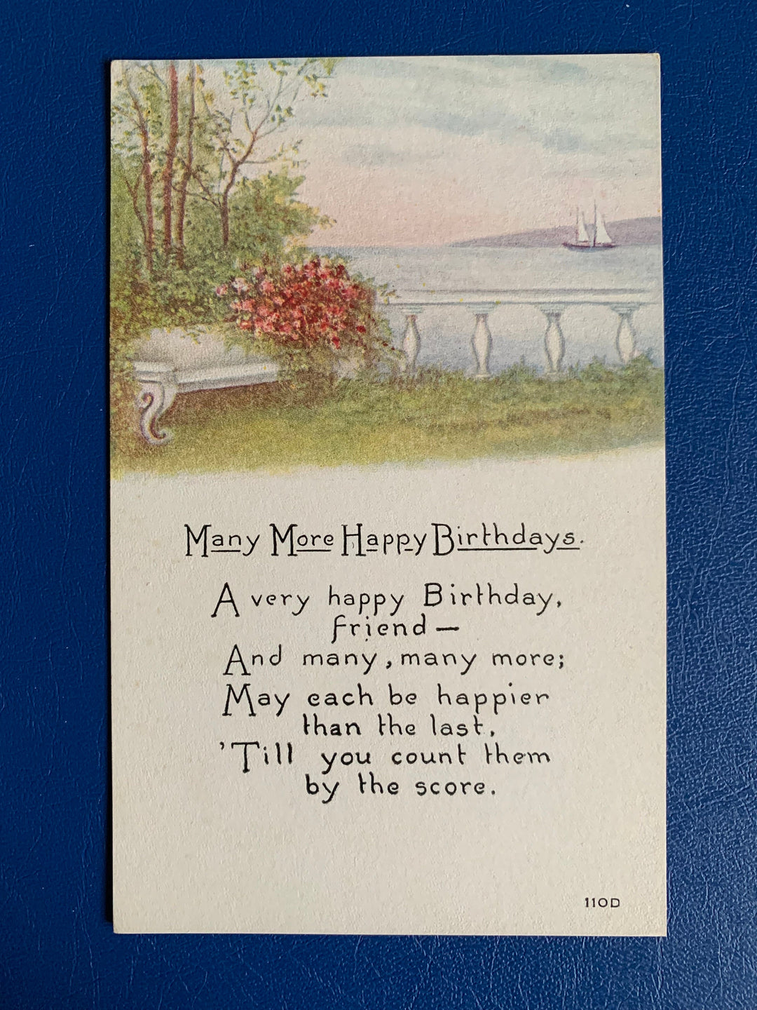 Vintage/Antique Birthday Greeting Friend Postcard - Unused - Lakeside Scene