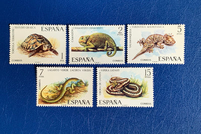 Spain - Original Vintage Postage Stamps- 1974 Reptiles - for the collector, artist or crafter