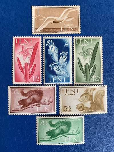 Spanish Ifni- Original Vintage Postage Stamps- 1954-55 - definitives & Stamp Day - for the collector, artist or crafter