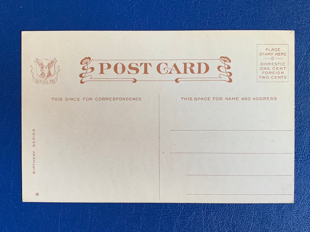 Vintage/Antique Birthday Greeting Postcard - Unused - Pansies Textured Front