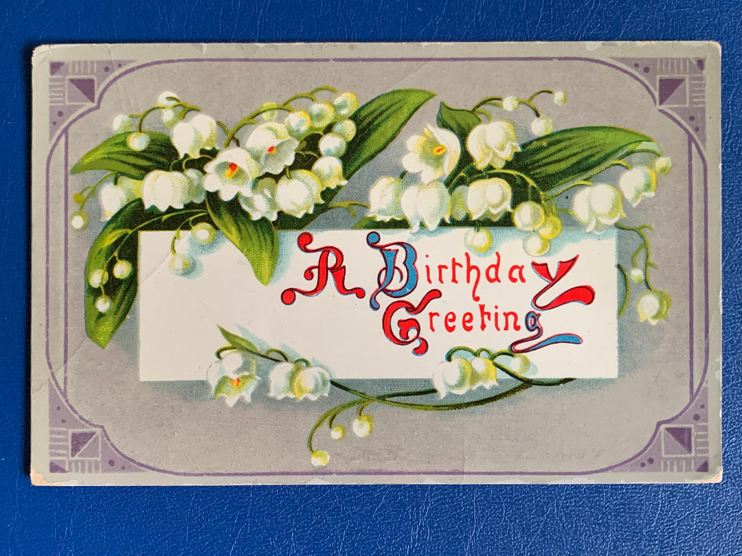 Vintage/Antique Birthday Greeting Postcard - Unused - 1920s Lily of the Valley