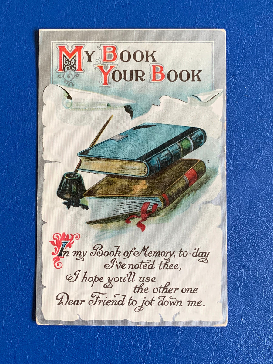 Vintage/Antique Greeting Postcard - Unused - Friendship/ Book Lover Card