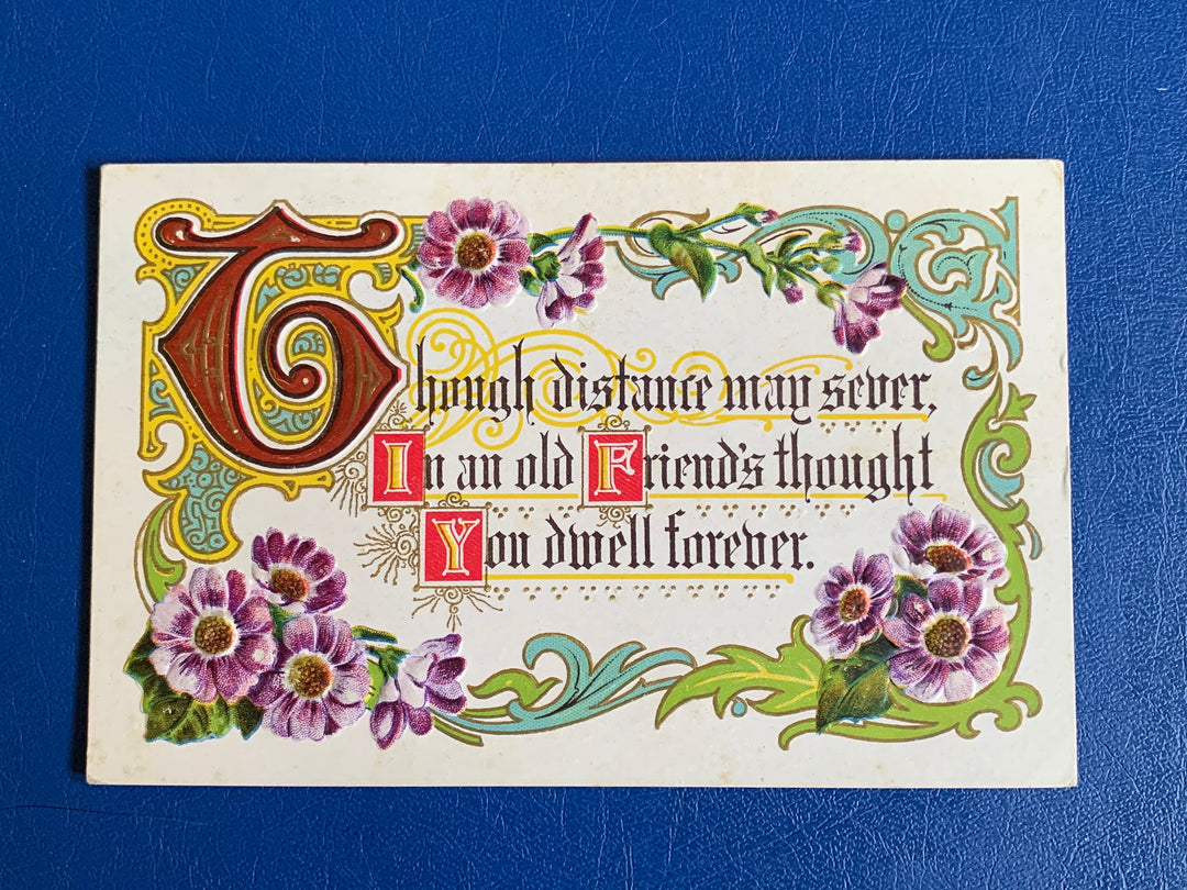 Vintage/Antique Greeting Postcard - Unused - Ornate Embossed Friendship Card