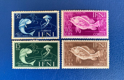 Spanish Ifni- Original Vintage Postage Stamps- 1953 - Fish (Stamp Day) - for the collector, artist or crafter