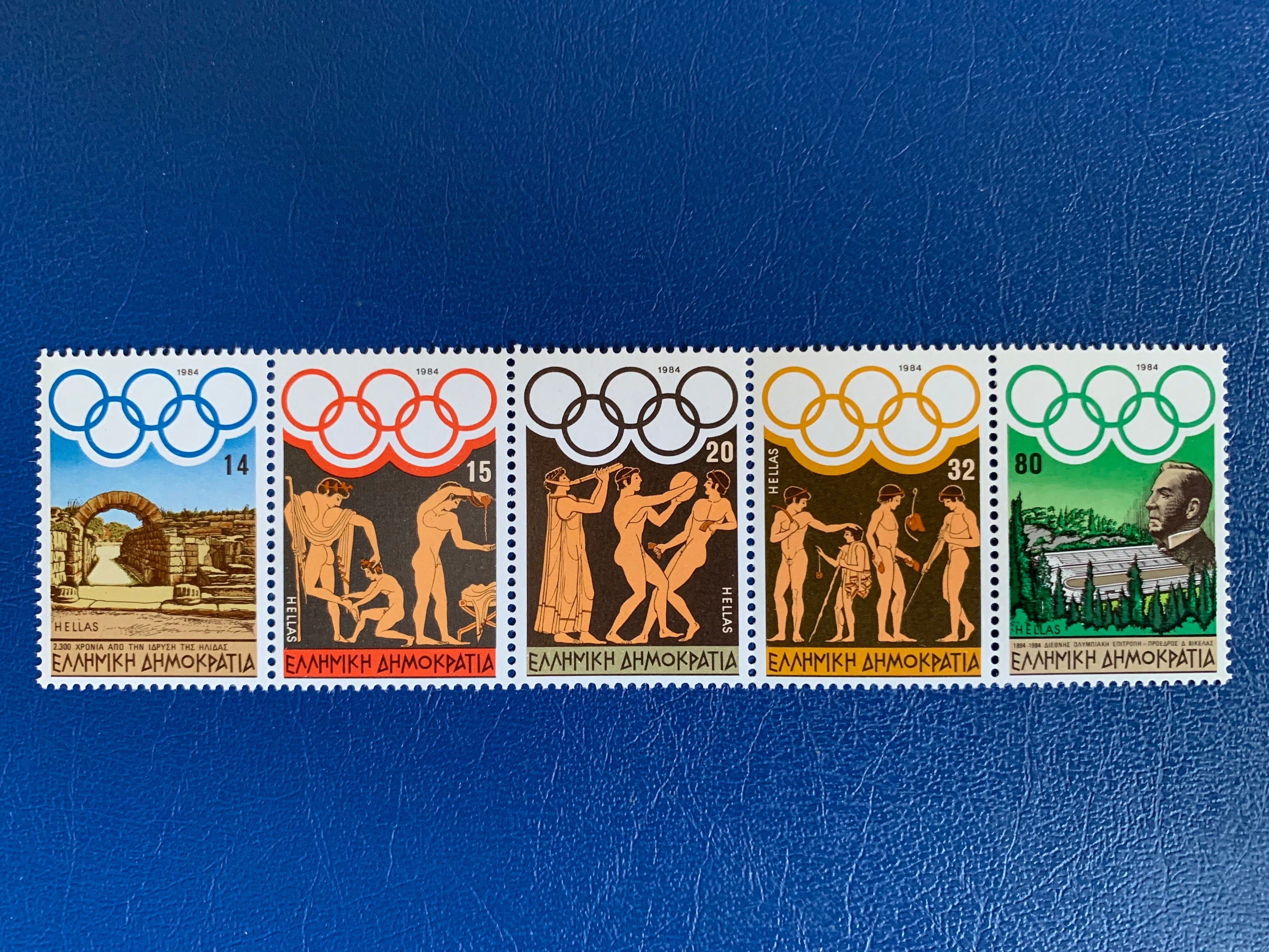 Post Stamp Ridge Greece - Original Vintage Postage Stamps- 1984 Olympic Games - On the ...
