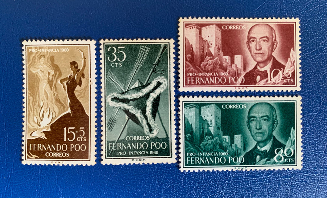 Spanish Fernando Po -Original Vintage Postage - 1960 For the Children: Musicians/Dance - for the collector, artist or crafter