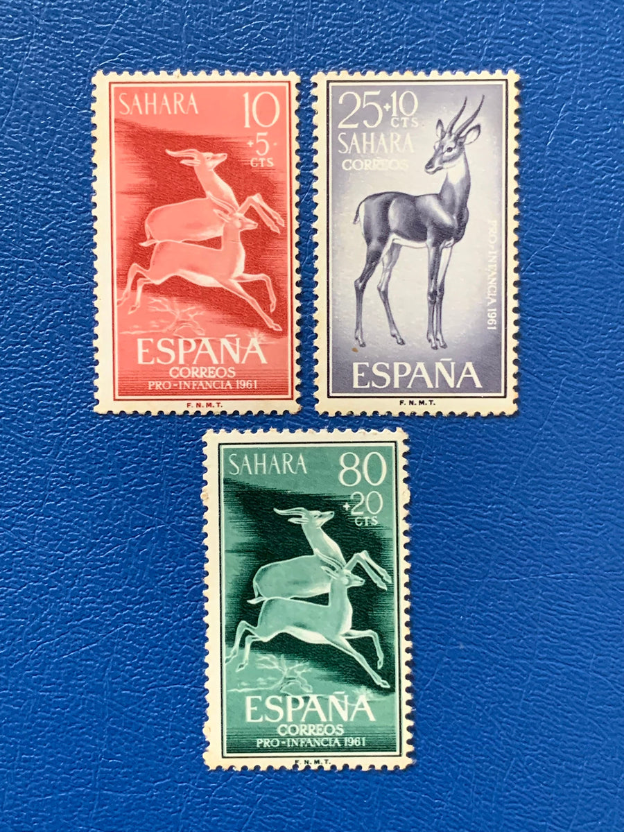 Spanish Sahara - Original Vintage Postage Stamps- 1961 - Dorcas Gazelle - for the collector, artist or crafter