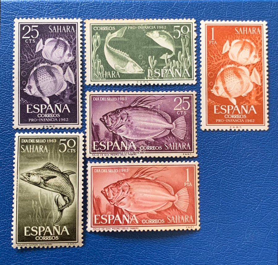 Spanish Sahara - Original Vintage Postage Stamps- 1962/64 - Fish - for the collector, artist or crafter