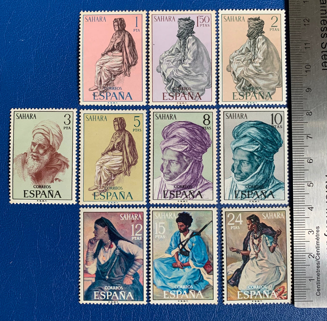 Spanish Sahara - Original Vintage Postage Stamps- 1972/75 - Paintings Indigenous People - for the collector, artist or crafter