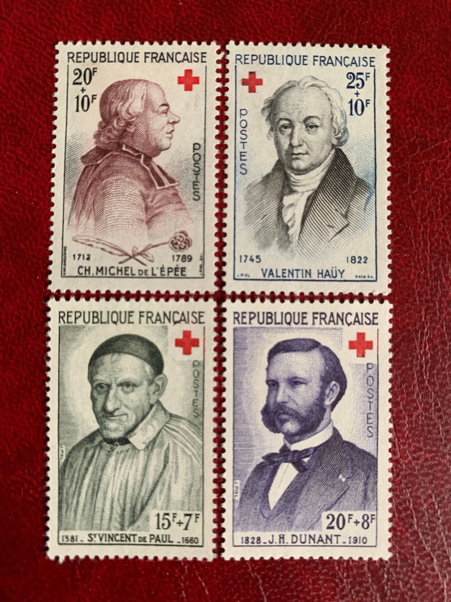 France - Original Vintage Postage Stamps- 1958-59 - Red Cross - for the collector, artist or crafter