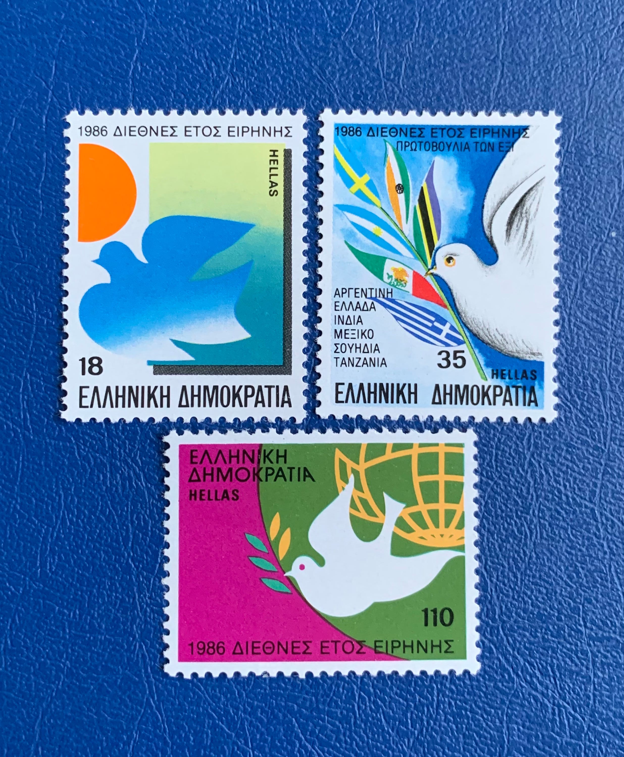 Greece - Original Vintage Postage Stamps- 1986 Year of Peace - On the ...