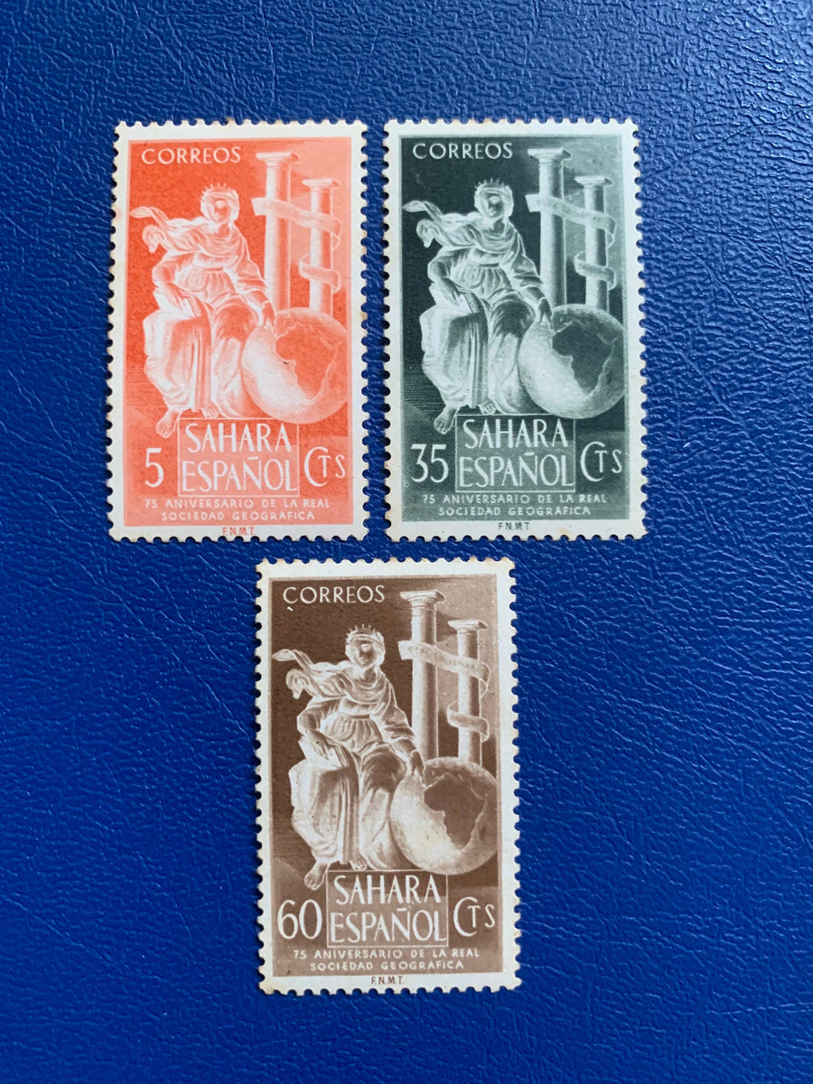 Spanish Sahara - Original Vintage Postage Stamps- 1953 75th Anniversary National Geographic Society - for the collector, artist or crafter