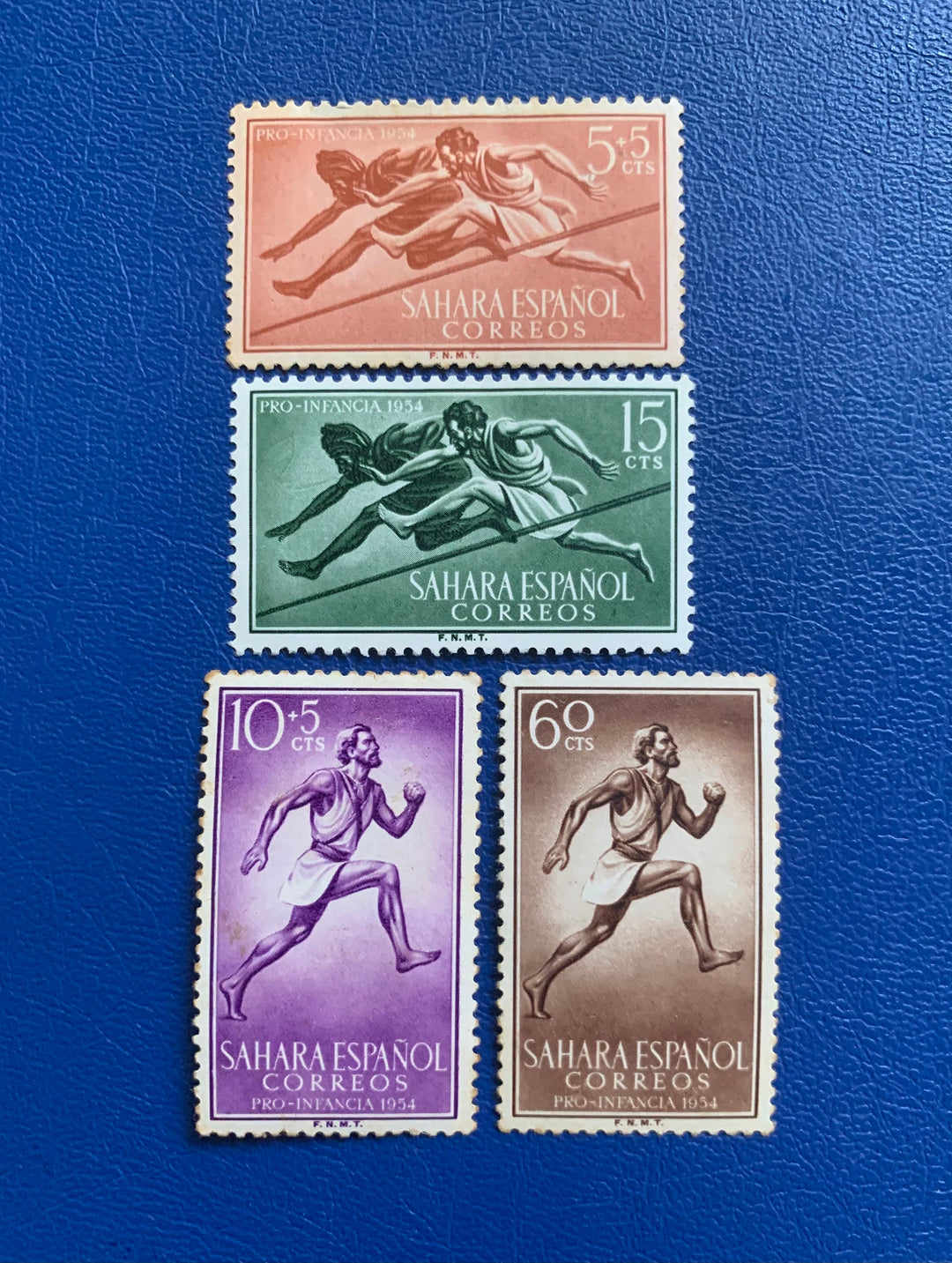 Spanish Sahara - Original Vintage Postage Stamps- 1954 - Pro Children - Sports - for the collector, artist or crafter