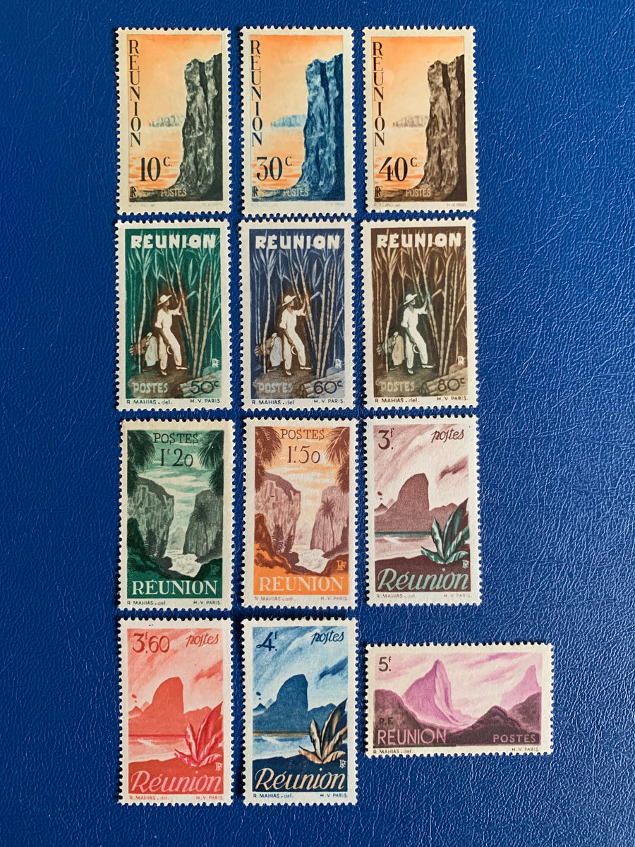 Reunion - Original Vintage Postage Stamps- 1947 - Definitives - for the collector, artist or crafter