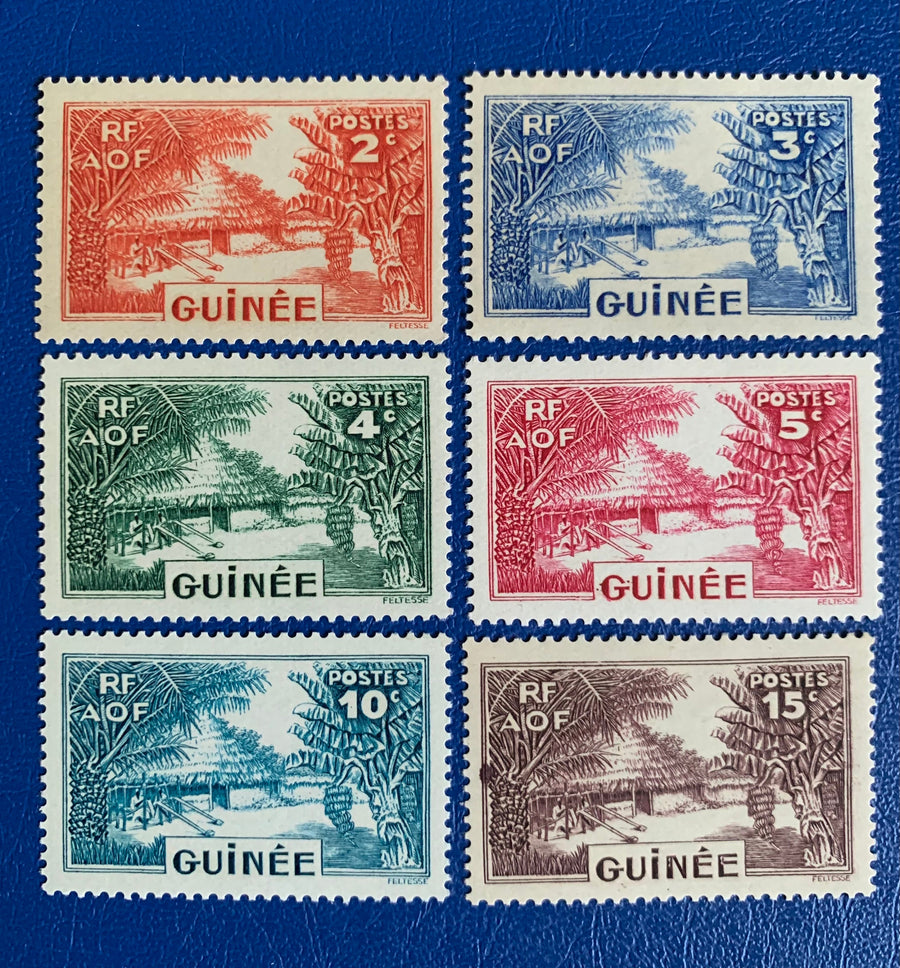 French Guinea - Original Vintage Postage Stamps- 1938 - Weavers of Fouta Djalon - for the collector, artist or crafter