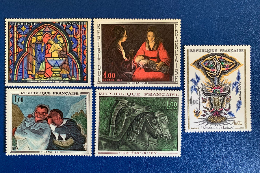 France - Original Vintage Postage Stamps- 1966 - Paintings - for the collector, artist or crafter-collage, decoupage, scrapbooks