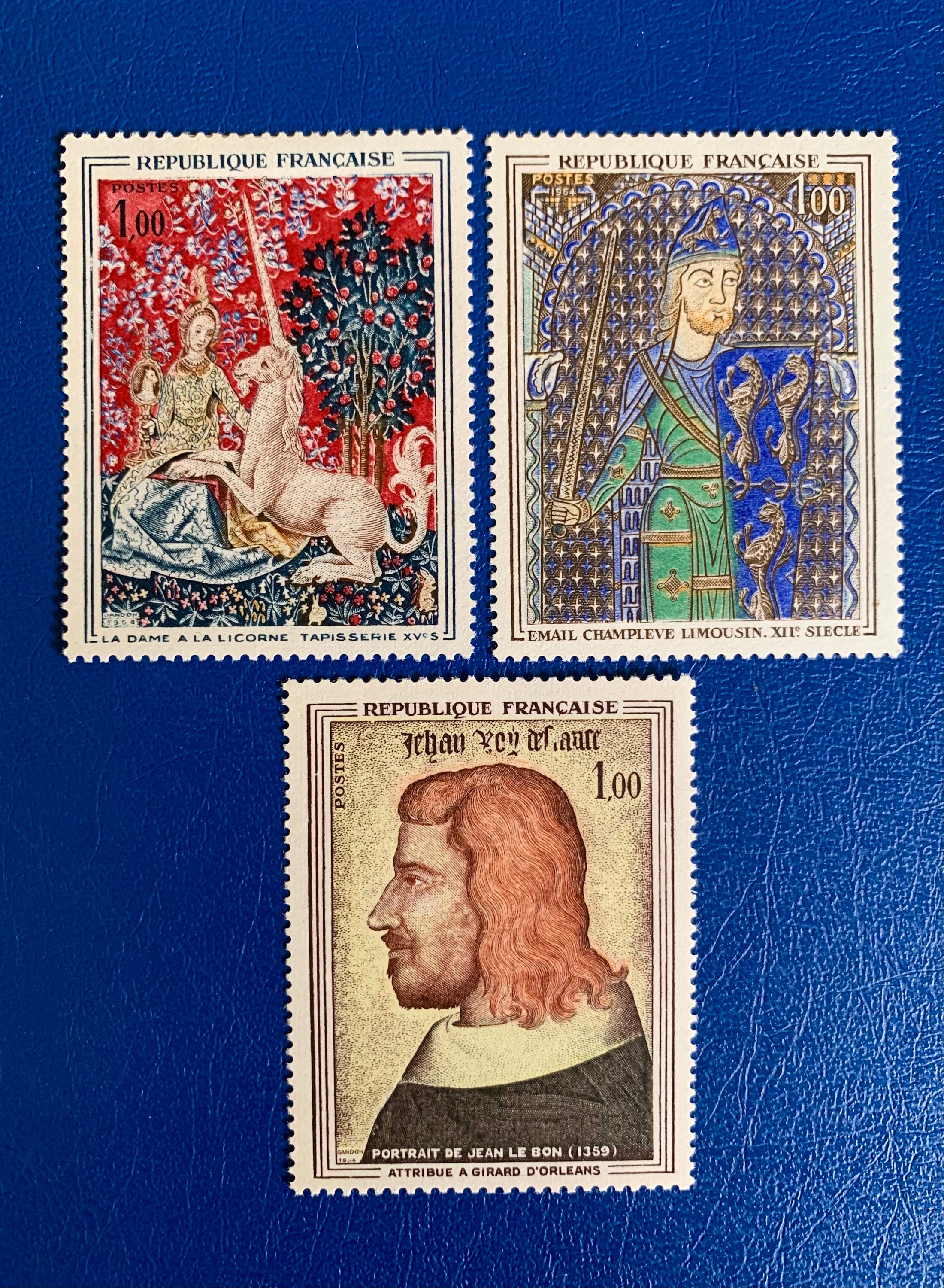 Post Stamp Ridge France - Original Vintage Postage Stamps- 1964 - Paintings - On the ...