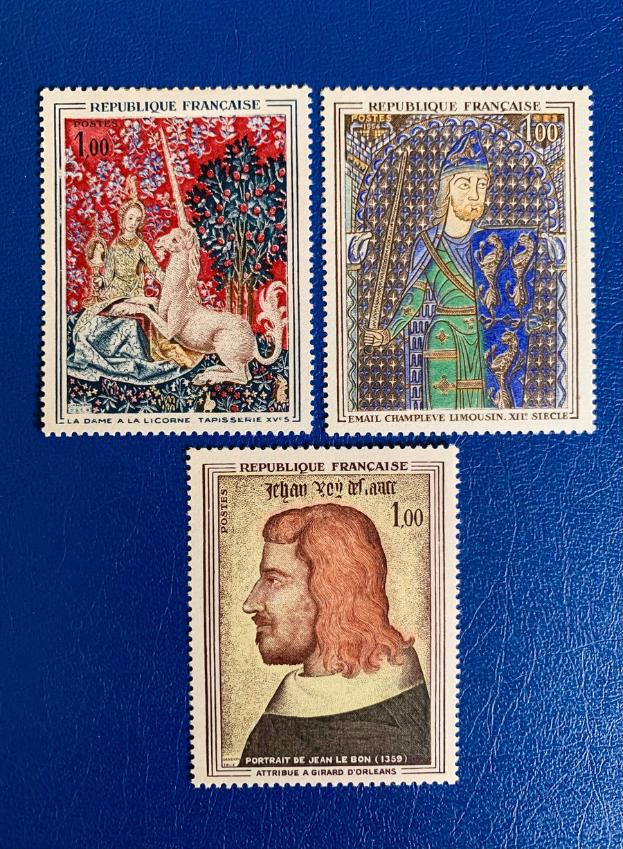 France - Original Vintage Postage Stamps- 1964 - Paintings - for the collector, artist or crafter-collage, decoupage, scrapbooks