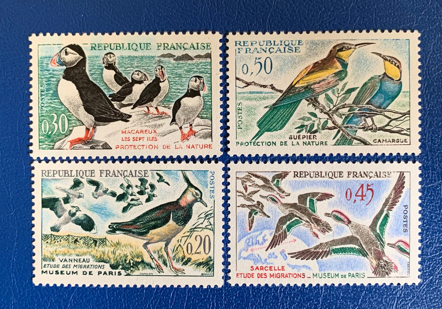 France - Original Vintage Postage Stamps- 1960 - Birds - for the collector, artist or crafter-collage, decoupage, scrapbooks