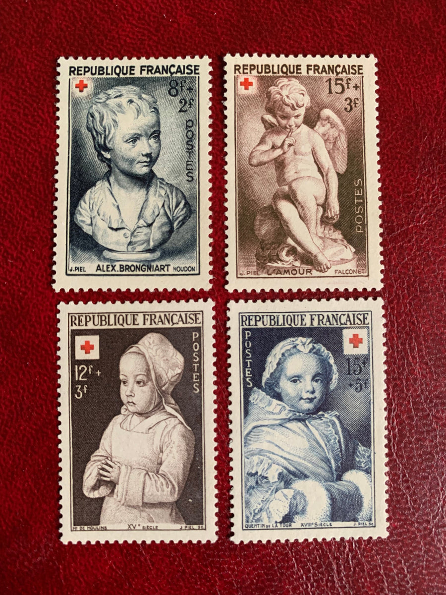 France - Original Vintage Postage Stamps- 1950-51 - Red Cross - for the collector, artist or crafter