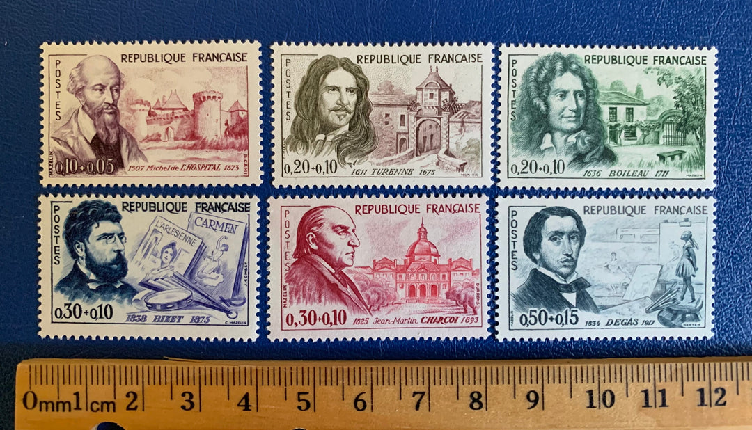 France - Original Vintage Postage Stamps- 1960 - Famous People - for the collector, artist or crafter