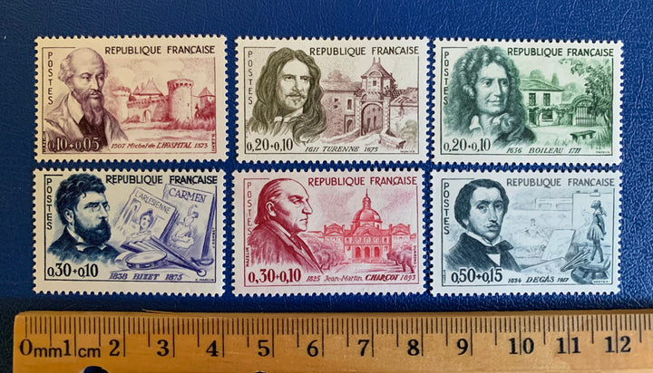 France - Original Vintage Postage Stamps- 1960 - Famous People - for the collector, artist or crafter
