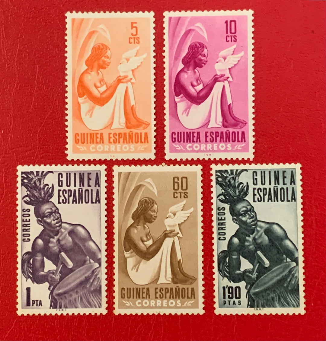 Spanish Guinea - Original Vintage Postage Stamps- 1953 Stamp Day & Definitive - for the collector, artist or crafter
