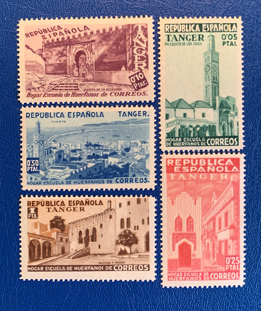 Spanish Tangier - Original Vintage Postage Stamps- 1937 Beneficient Stamps - for the collector, artist or crafter