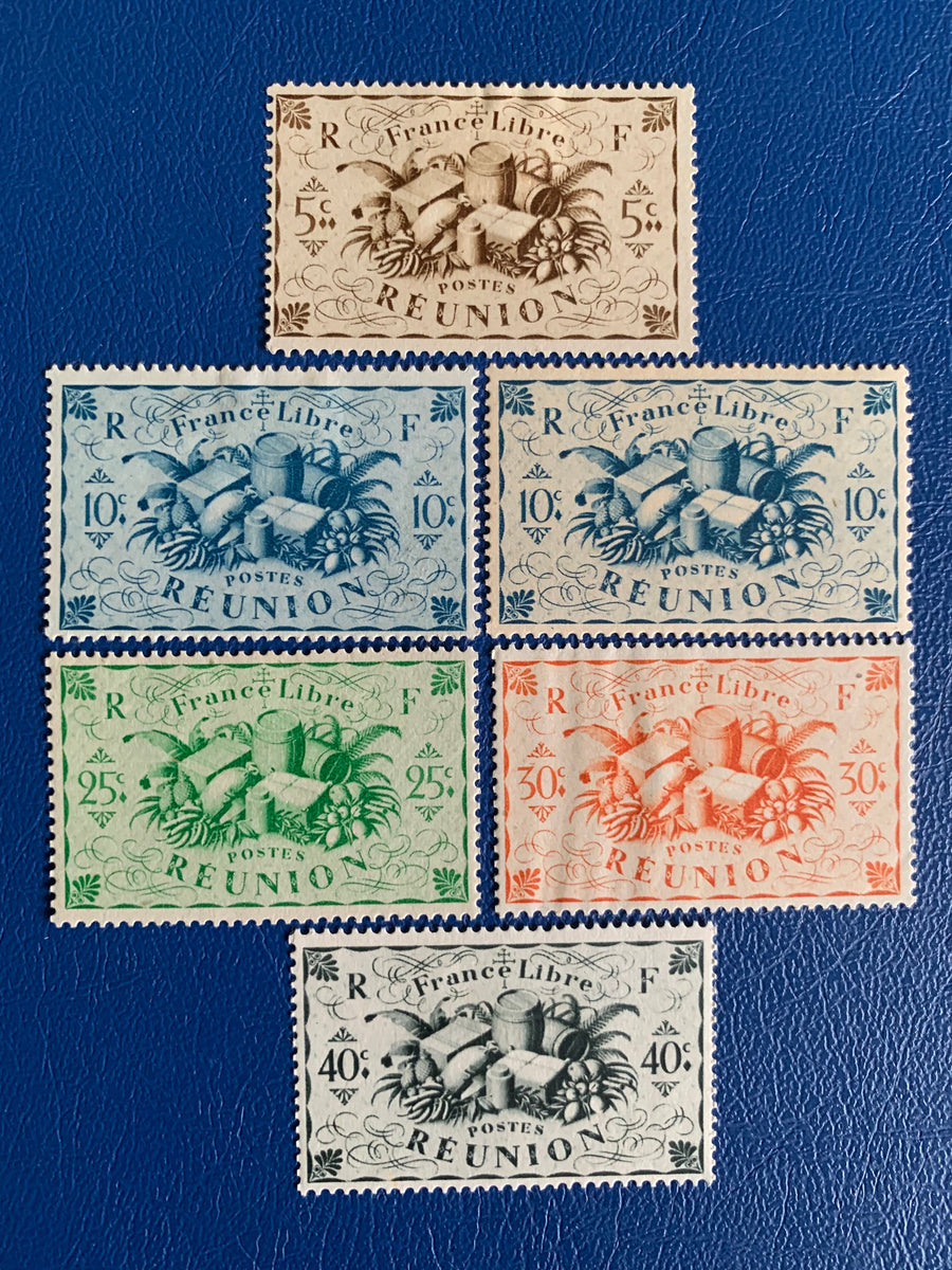 Reunion - Original Vintage Postage Stamps- 1943 - Local Produce- for the collector, artist or crafter