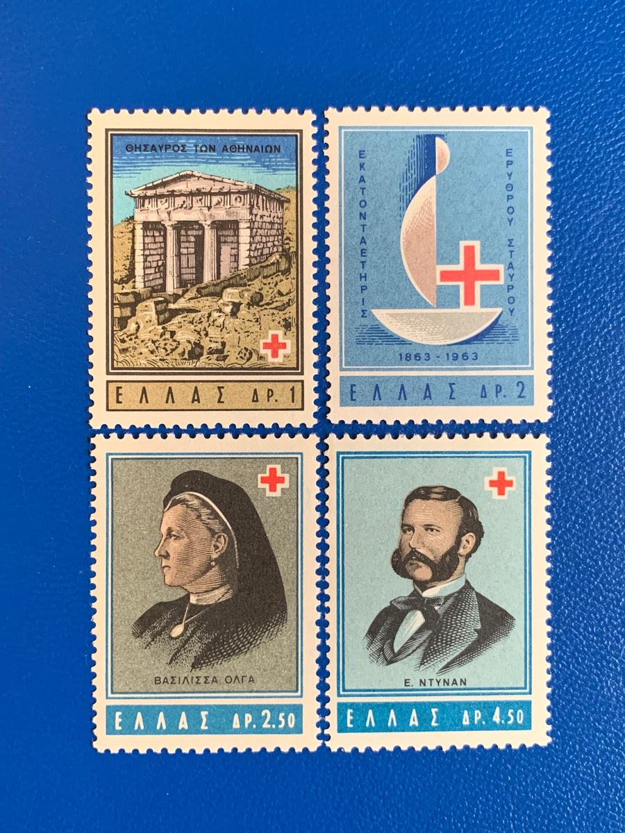 Greece - Original Vintage Postage Stamps- 1963 - Red Cross - for the collector, artist or crafter