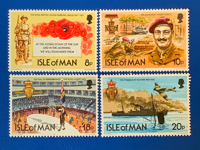 Isle of Man - Original Vintage Postage Stamps - 1981 - 60th Anniversary British Royal Legion - for the collector, artist or crafter