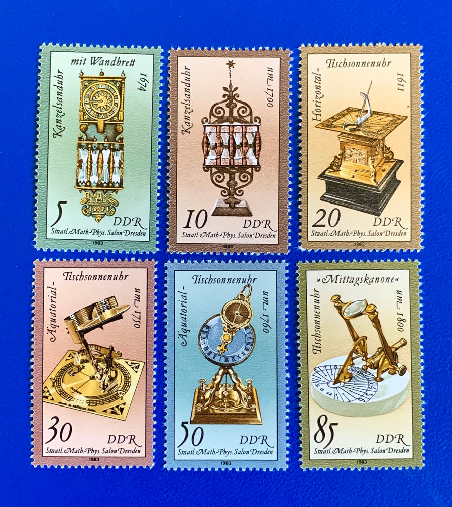 East Germany (DDR) -Original Vintage Postage Stamps - 1983 - Sand & Sun Clocks - for the collector, artist or crafter