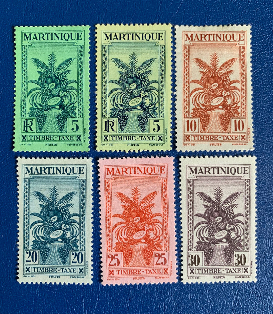 Martinique - Original Vintage Postage Stamps- 1933 - Postage Due -Fruits - for the collector, artist or crafter