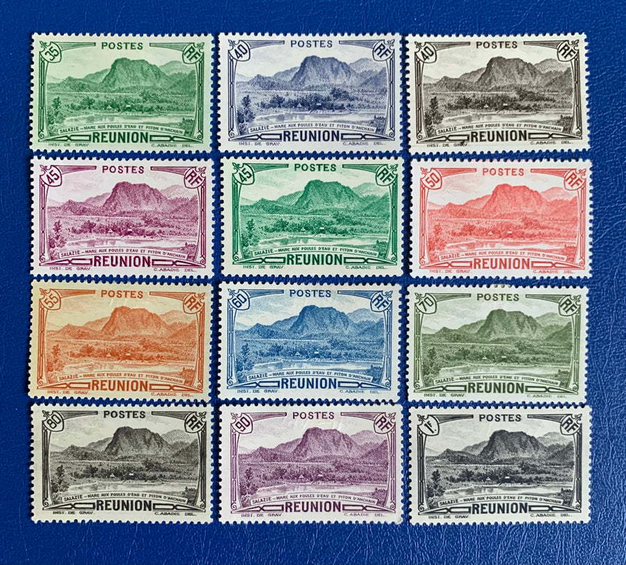 French Reunion - Original Vintage Postage Stamps- 1933-40 - Salazie: Peak of Archain - for the collector, artist or crafter