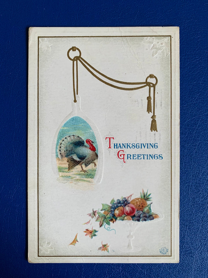 Vintage/Antique Thanksgiving Embossed Postcard 1913 - Fall, Thanksgiving - for decor, crafting, collecting