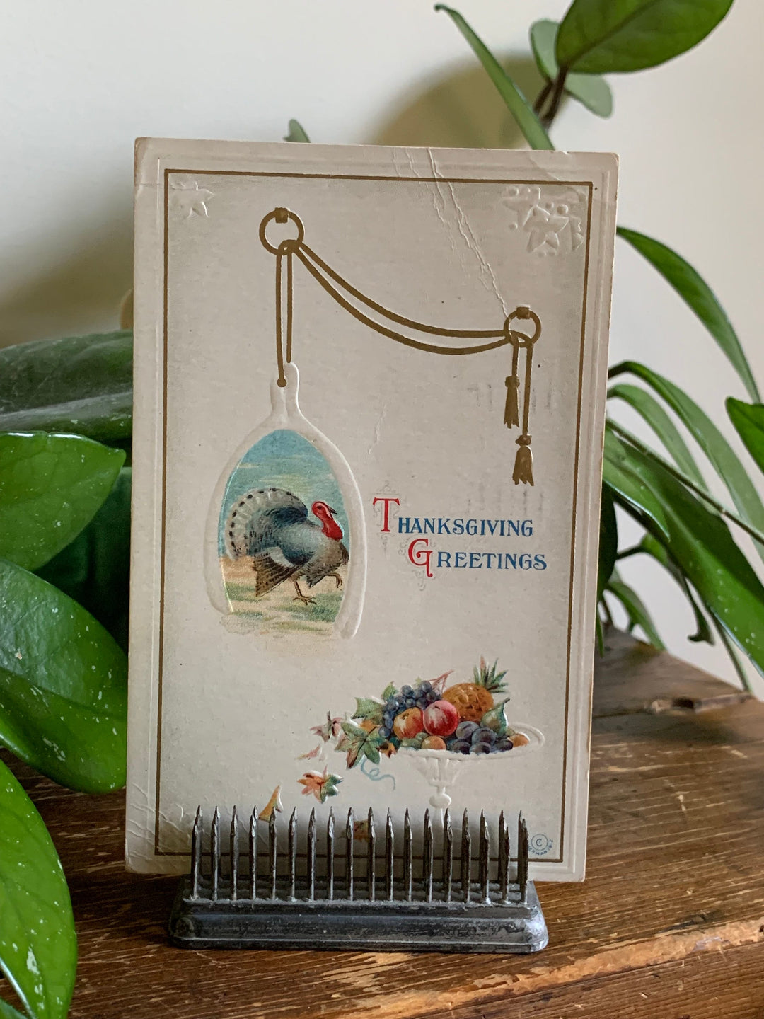 Vintage/Antique Thanksgiving Embossed Postcard 1913 - Fall, Thanksgiving - for decor, crafting, collecting