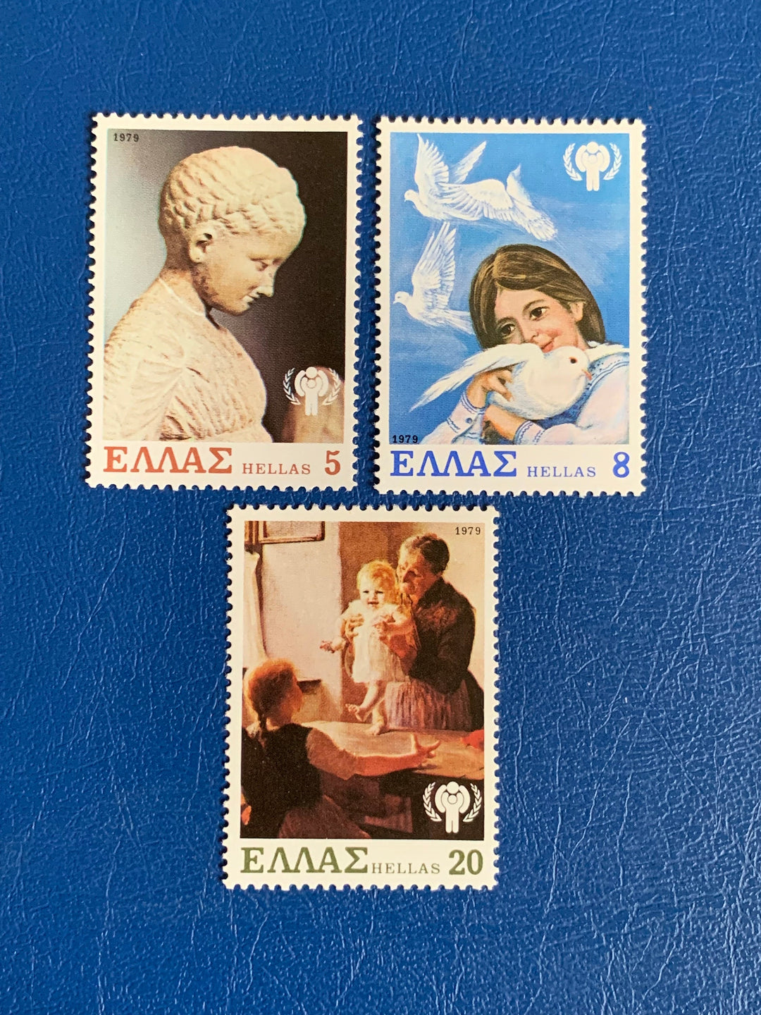 Greece - Original Vintage Postage Stamps- 1979 - Year of the Child -for the collector, artist or collector - scrapbooks, decoupage