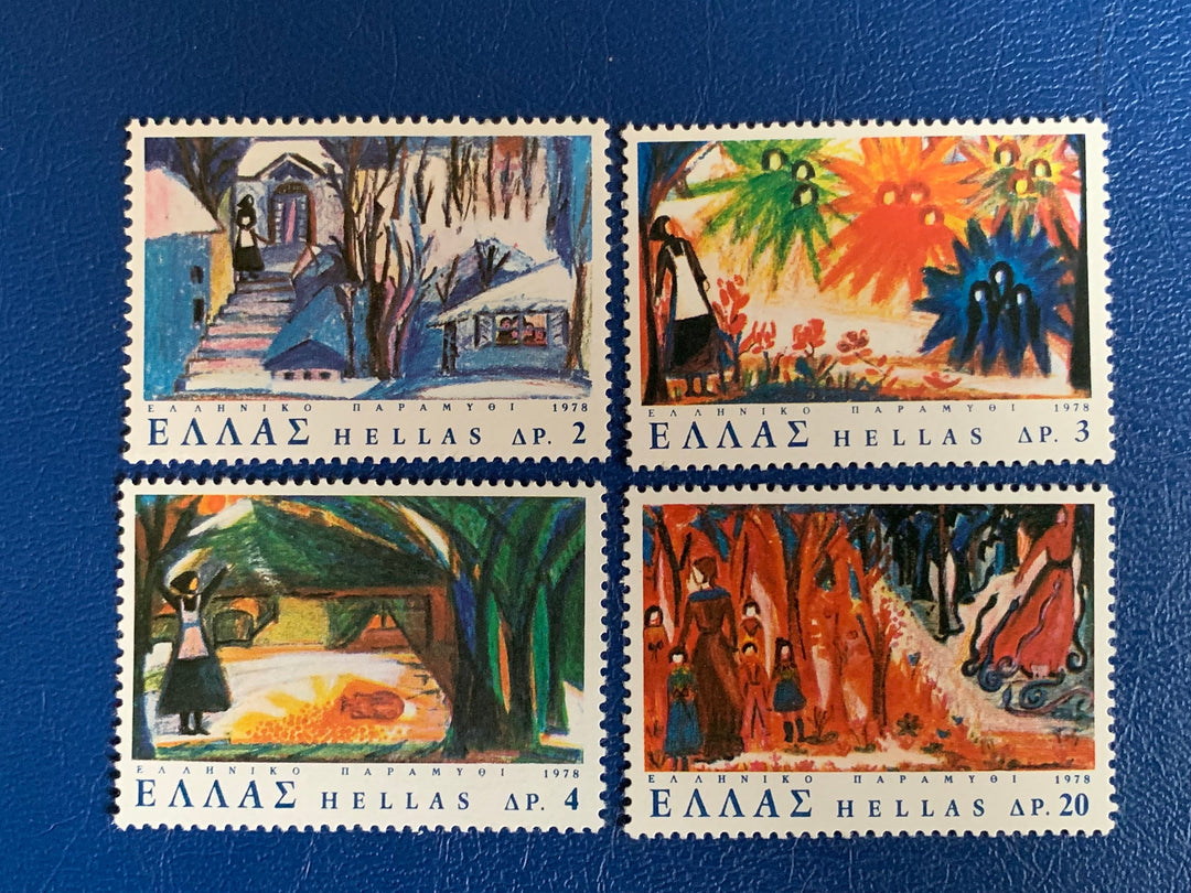 Greece - Original Vintage Postage Stamps- 1978 - Fairy Tales -for the collector, artist or collector - scrapbooks, decoupage
