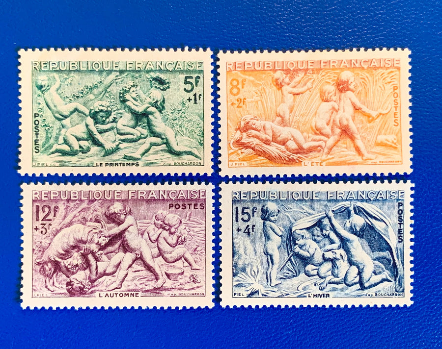 France - Original Vintage Postage Stamps- 1949 - Sculptures - for the collector, artist or crafter