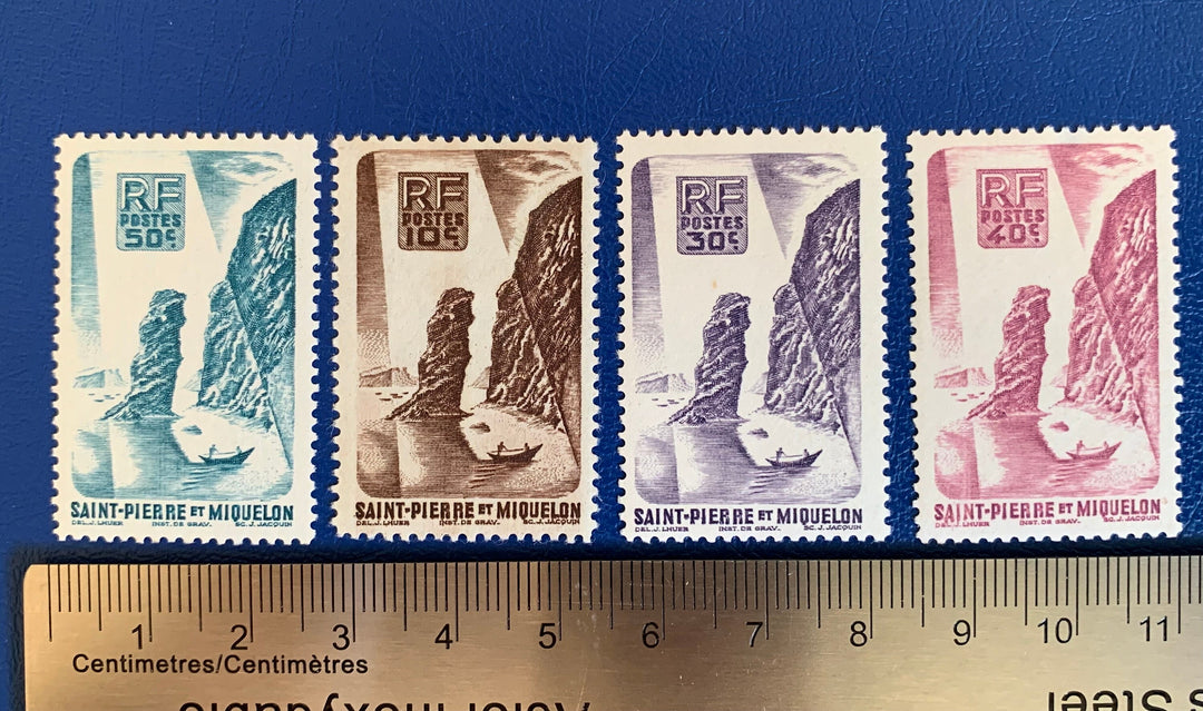 Saint-Pierre et Miquelon - Original Vintage Postage Stamps- 1947 - Definitives - Longlade - for the collector, artist or crafter