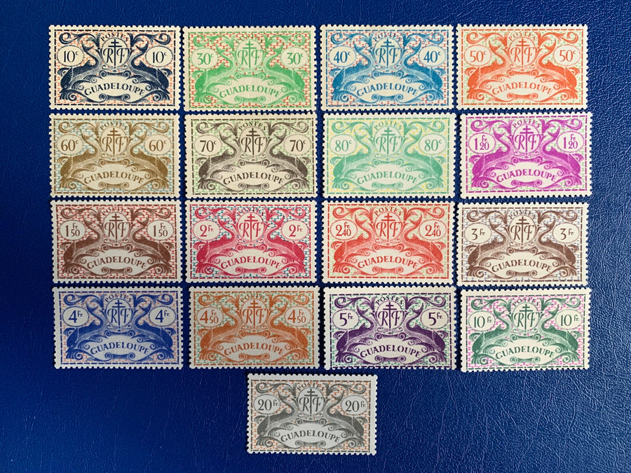 Guadeloupe - Original Vintage Postage Stamps- 1945 - Air Mail Series - for the collector, artist or crafter