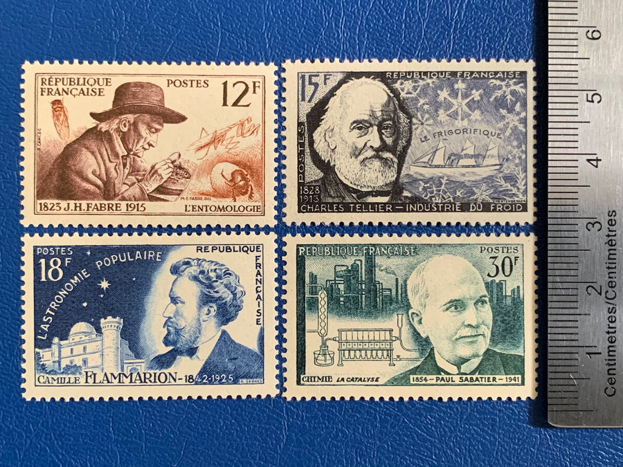 France - Original Vintage Postage Stamps- 1956 - French Scientists - for the collector, artist or crafter