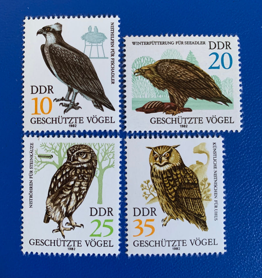 East Germany (DDR) -Original Vintage Postage Stamps - 1982 - Protected Birds- for the collector, artist or crafter