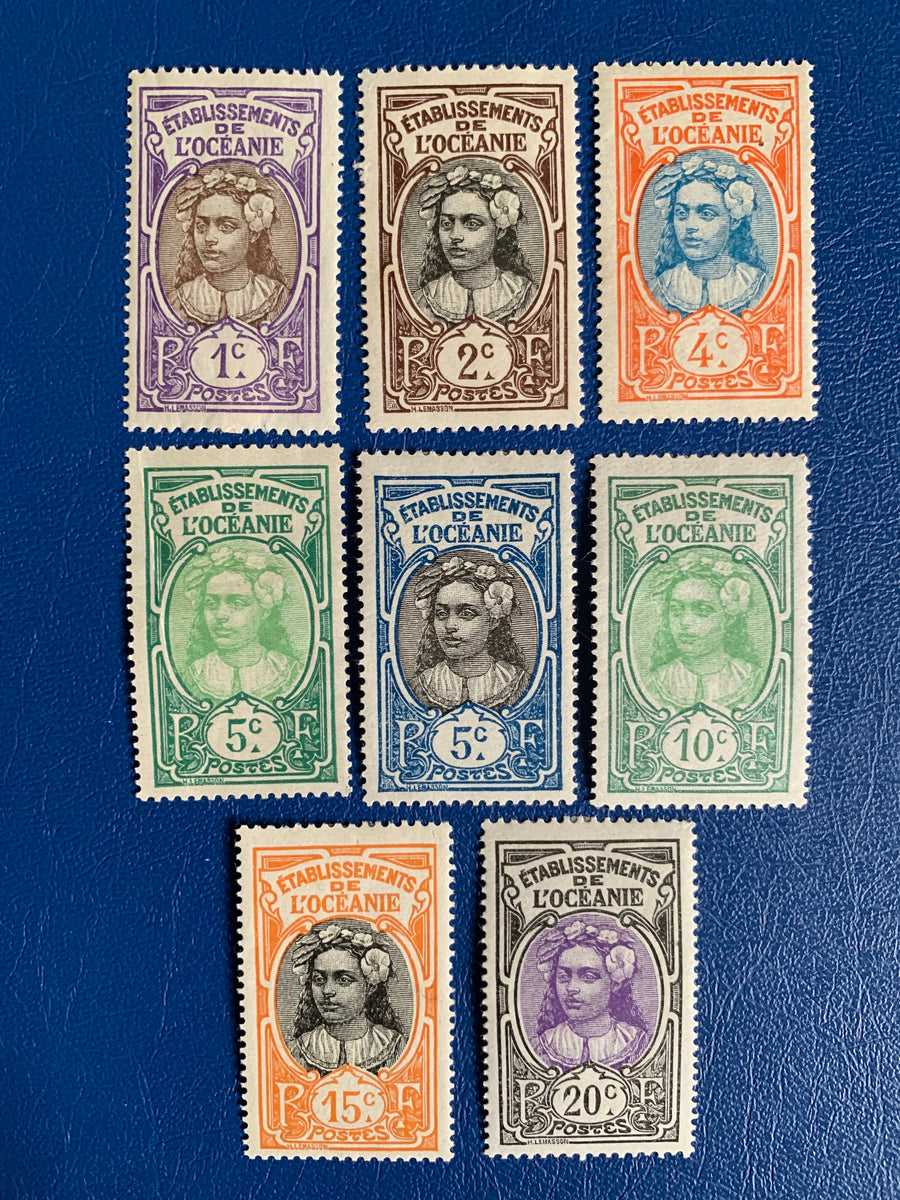 French Polynesia - Original Vintage Postage Stamps- 1928 - Polynesian Women - for the collector, artist or crafter