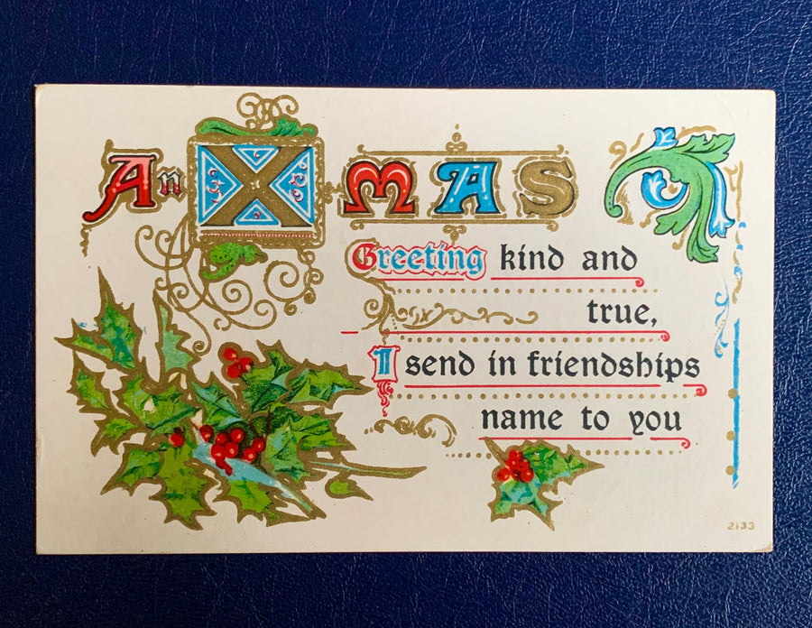 Vintage/Antique Christmas Postcard - Christmas Nostalgia Greeting Card - for the collector, crafter, scrapbooker, or gift