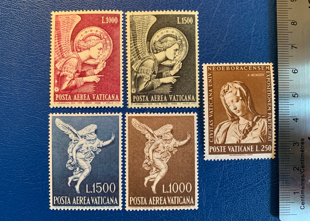 Vatican - Original Vintage Postage Stamps- 1962/64/68 Archangel Gabriel & Michelangelo Pity - for the collector, artist or crafter