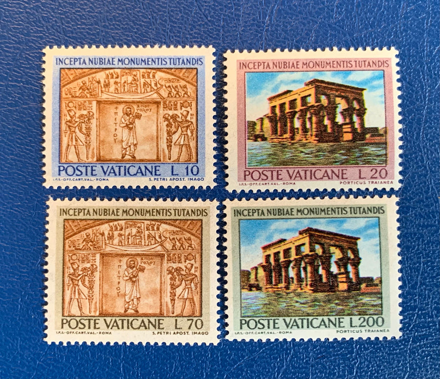 Vatican - Original Vintage Postage Stamps- 1964 Nubian Monuments - for the collector, artist or crafter