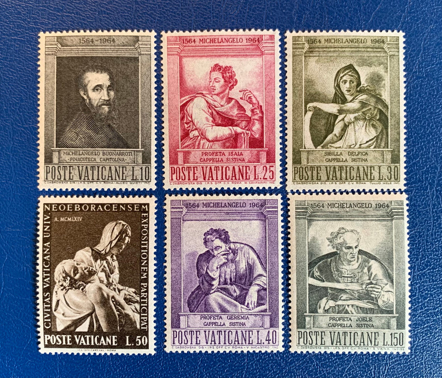 Vatican - Original Vintage Postage Stamps- 1964 - Michelangelo - for the collector, artist or crafter