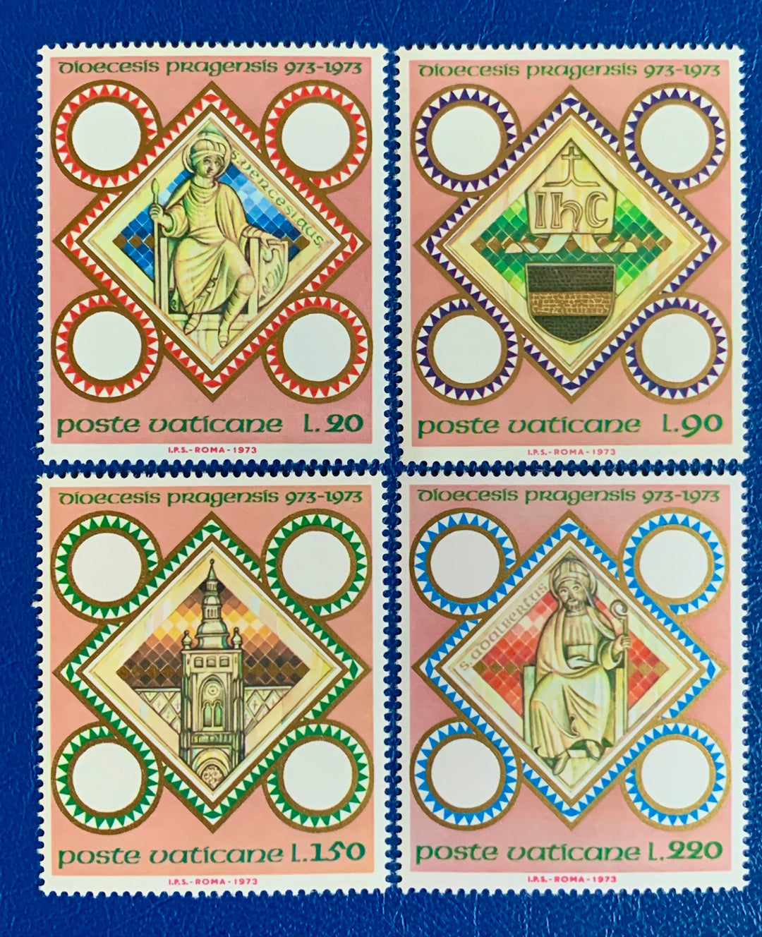 Vatican - Original Vintage Postage Stamps- 1973 - Millennium of Diocese of Prague - for the collector, artist or crafter
