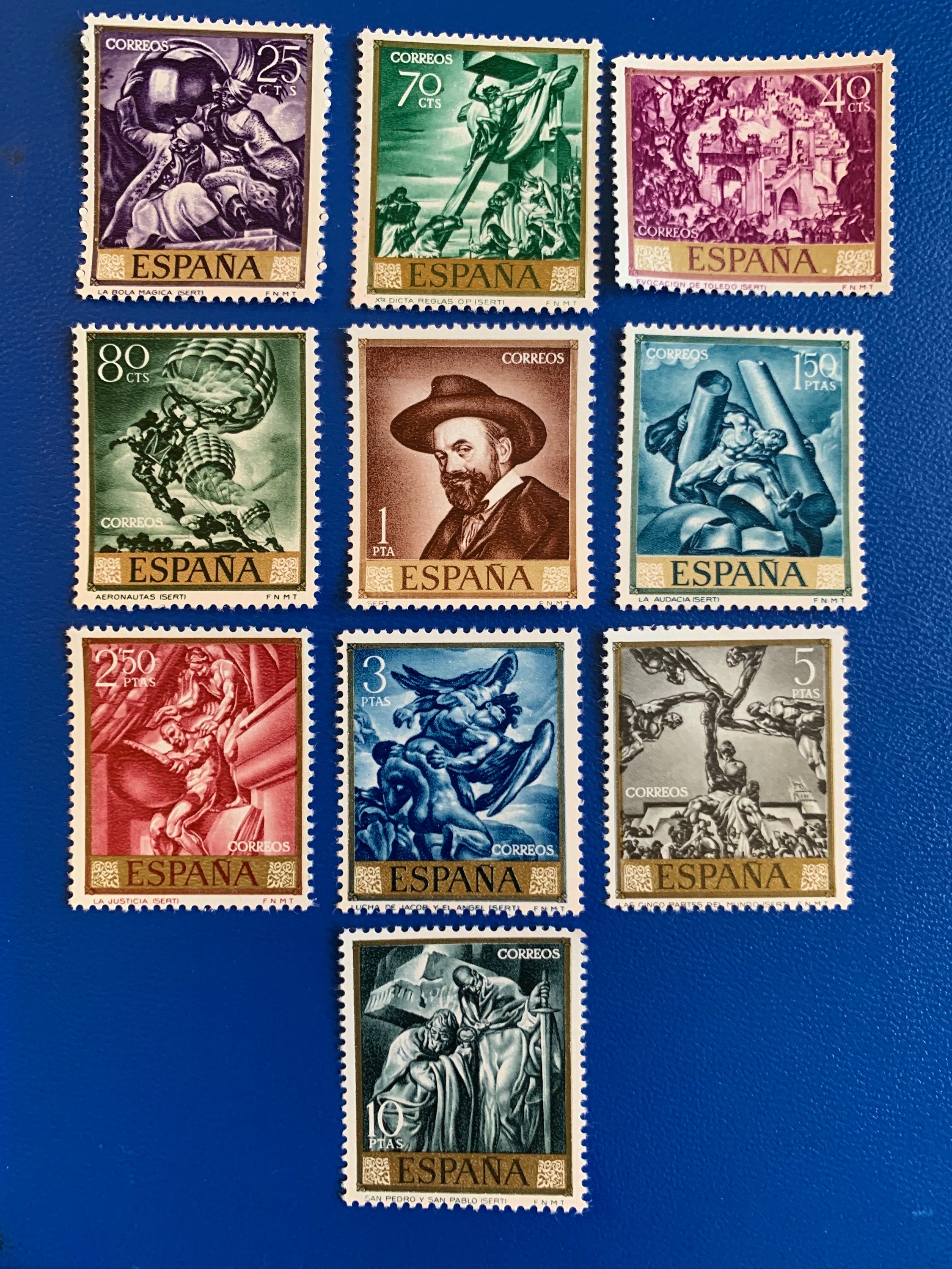Spain - Original Vintage Postage Stamps- 1962 Painters - On the Ridge ...